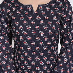 Miramaar Women's Navy Blue Printed Rayon Coord Set