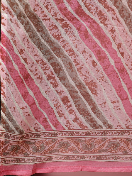 Miramaar Women's Pink Round Neck Straight Katha Work Kurta Pant with Dupatta