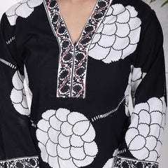 Miramaar Women's Black Straight Printed Kurta Pant Dupatta Set