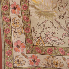 Miramaar Women's Beige Hand Work Cotton V-Neck Kurta Pant with Dupatta