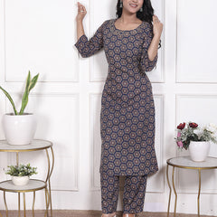 Miramaar Women's Black & Red Straight Printed Adda Work Kurta Set