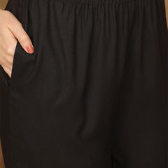 Miramaar Women's Black Rayon Mandarin Collar Co-ord Set