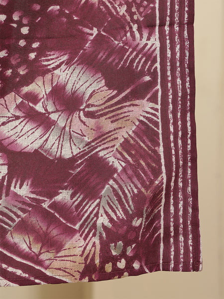 Miramaar Women's Purple Rayon Straight Lace Work Kurta Set with Dupatta