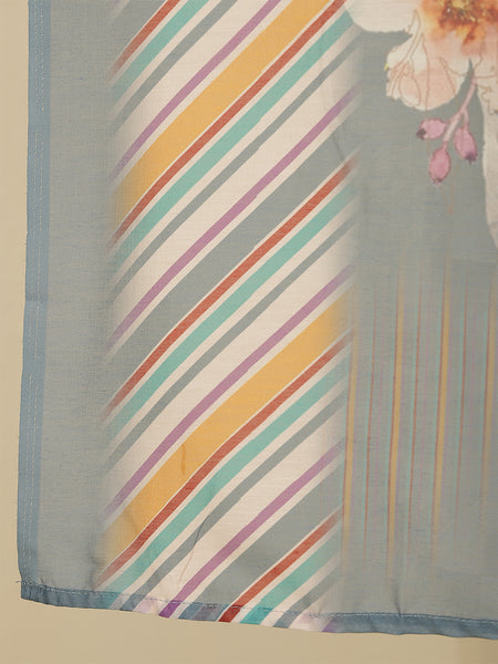 Miramaar Women's Multicolor Straight Cotton Linen Kurta Set with Dupatta