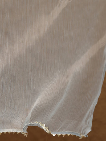 Miramaar Women's White Cotton Schiffli Anarkali Kurta Set with Dupatta