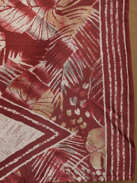 Miramaar Women's White & Red Rayon V-neck Kurta Set with Dupatta