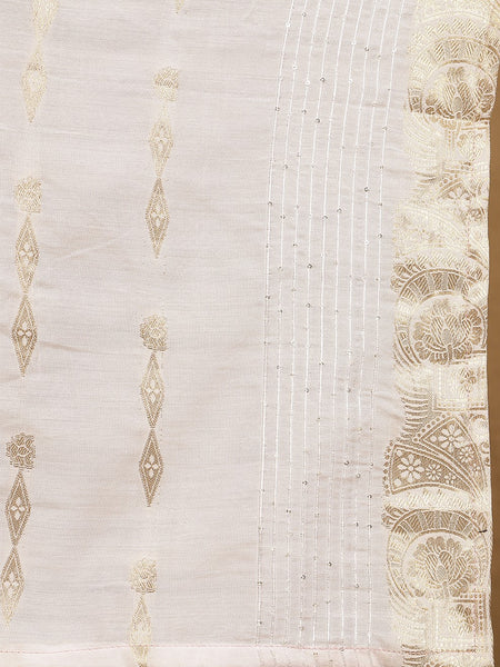 Miramaar Women's Pink Roman Silk Straight Kurta Set with Dupatta