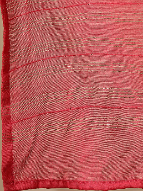Miramaar Women's Red Sequence Work Vatican Silk Straight Kurta Pant with Dupatta