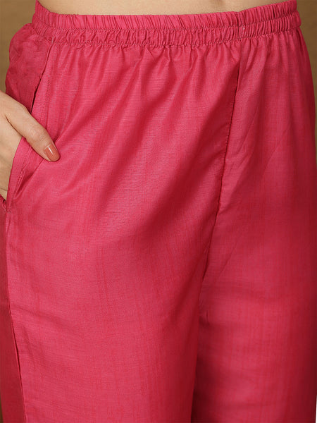 Miramaar Women's Magenta Digital Print Straight Muslin Kurta Set with Dupatta