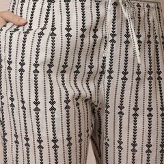 Miramaar Women's Black Printed Cotton Embroidered Straight Kurta Pant with Dupatta