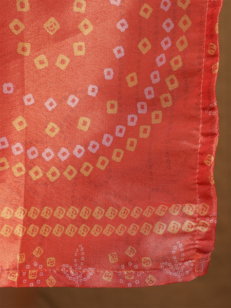 Miramaar Women's Red Shimmer V-Neck Straight Adda Work Kurta Set with Dupatta