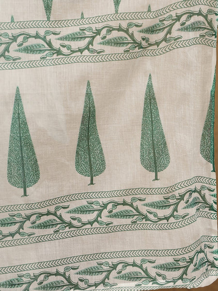 Miramaar Women's Green Cotton Round Neck Ebroidered Kurta Set with Dupatta