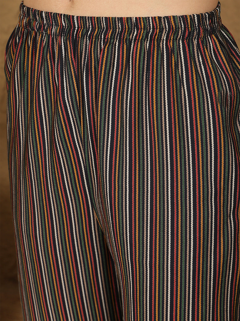 Miramaar Women's Black Modal Straight Kurta Set with Dupatta & Adda Work