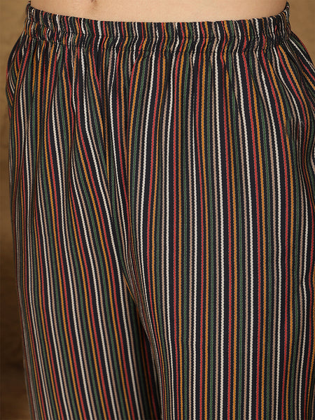 Miramaar Women's Black Modal Straight Kurta Set with Dupatta & Adda Work