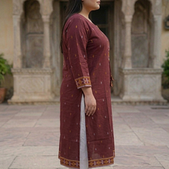 Miramaar Women's Maroon Cotton Straight Kurti