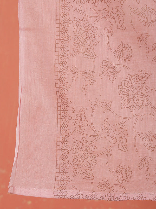Miramaar Women's Pink Anarkali Embroidered Kurta Dupatta Set