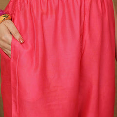 Miramaar Women's Coral Red Muslin Digital Print Kurta Set with Dupatta