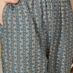 Miramaar Women's Blue Printed Straight Adda Work Kurta Set with Dupatta