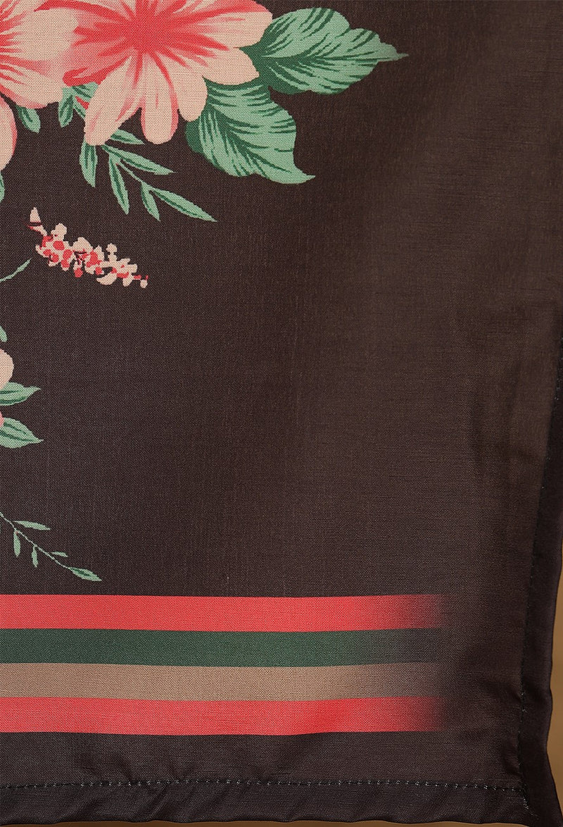 Miramaar Women's Black Muslin Straight Kurta Set with Dupatta & Adda Work