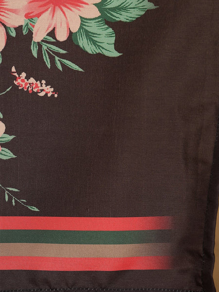 Miramaar Women's Black Muslin Straight Kurta Set with Dupatta & Adda Work