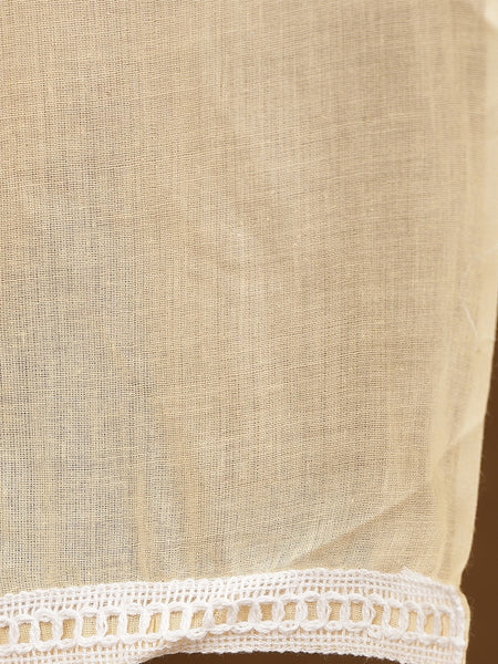 Miramaar Women's Peach Cotton Schiffli V-Neck Straight Kurta Set with Dupatta