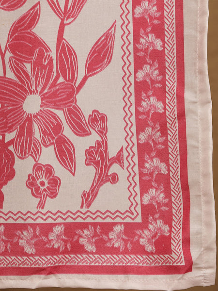 Miramaar Women's Magenta Digital Print Straight Muslin Kurta Set with Dupatta