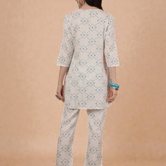 Miramaar Women's White Rayon Printed Coord Set