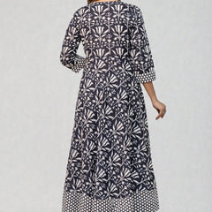 Miramaar Women's Anarkali Black Embroidered V-Neck Kurta Pant with Dupatta