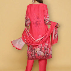 Miramaar Women's Coral Red Muslin Digital Print Kurta Set with Dupatta