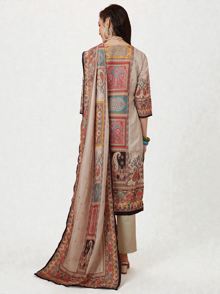 Miramaar Women's Green Muslin Digital Print Straight Kurta Set with Dupatta