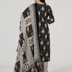 Miramaar Women's Black Printed Cotton Embroidered Straight Kurta Pant with Dupatta