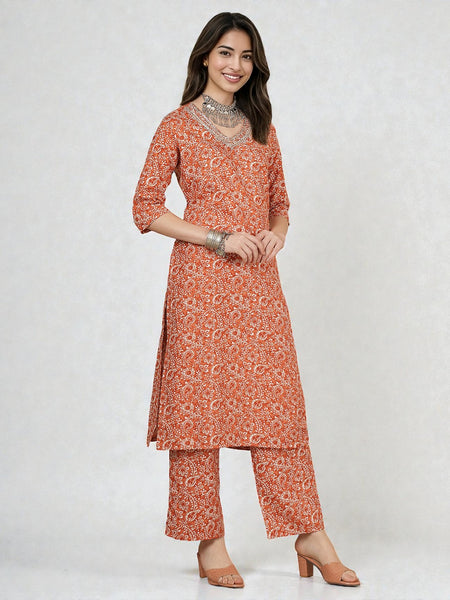 Miramaar Women's Poly Cotton Straight Adda Work Kurta Set