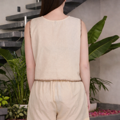 Miramaar Women's Off White Cotton Flex Top & Shorts Co-ord Set
