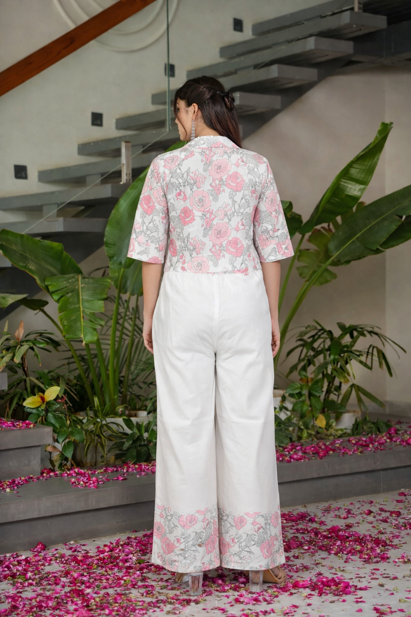 Miramaar  Women's White Cotton Printed Coord Set