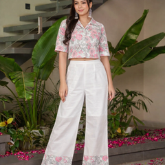 Miramaar  Women's White Cotton Printed Coord Set