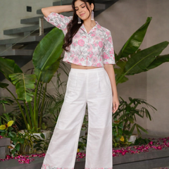 Miramaar  Women's White Cotton Printed Coord Set