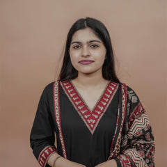 Miramaar Women's Black A-line Solid Kurta Dupatta Set