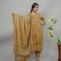 Miramaar Women's Mustard Straight Adda Work Kurta Dupatta Set