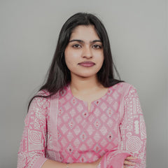 Miramaar Women's Pink Cotton Adda Work Round Neck Printed Kurta Dupatta Set