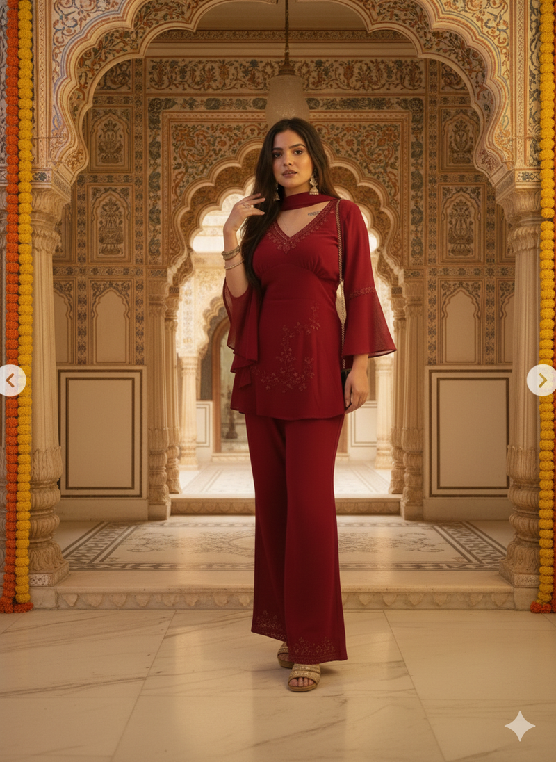 Embroidered Kurta Co-ord Set