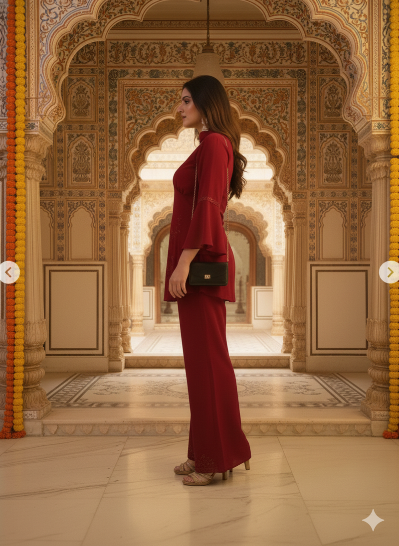 Embroidered Kurta Co-ord Set