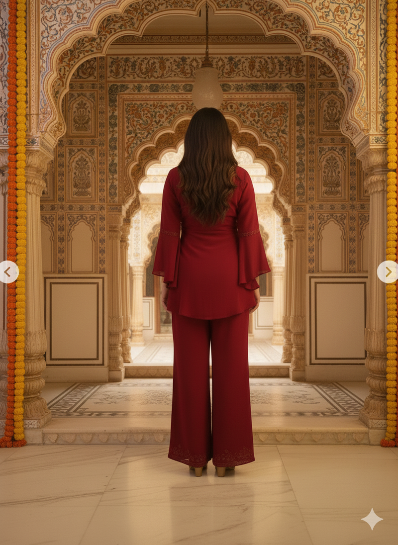 Embroidered Kurta Co-ord Set