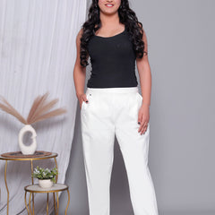 Miramaar Women's White Cotton Straight Pants