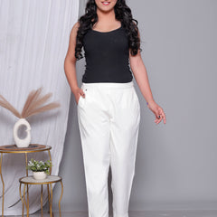 Miramaar Women's White Cotton Straight Pants