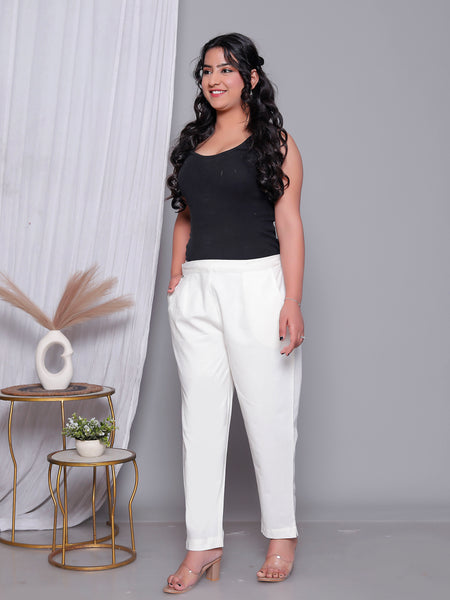 Miramaar Women's White Cotton Straight Pants