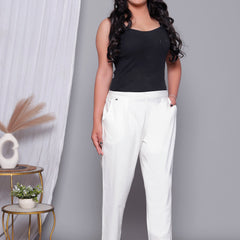 Miramaar Women's White Cotton Straight Pants