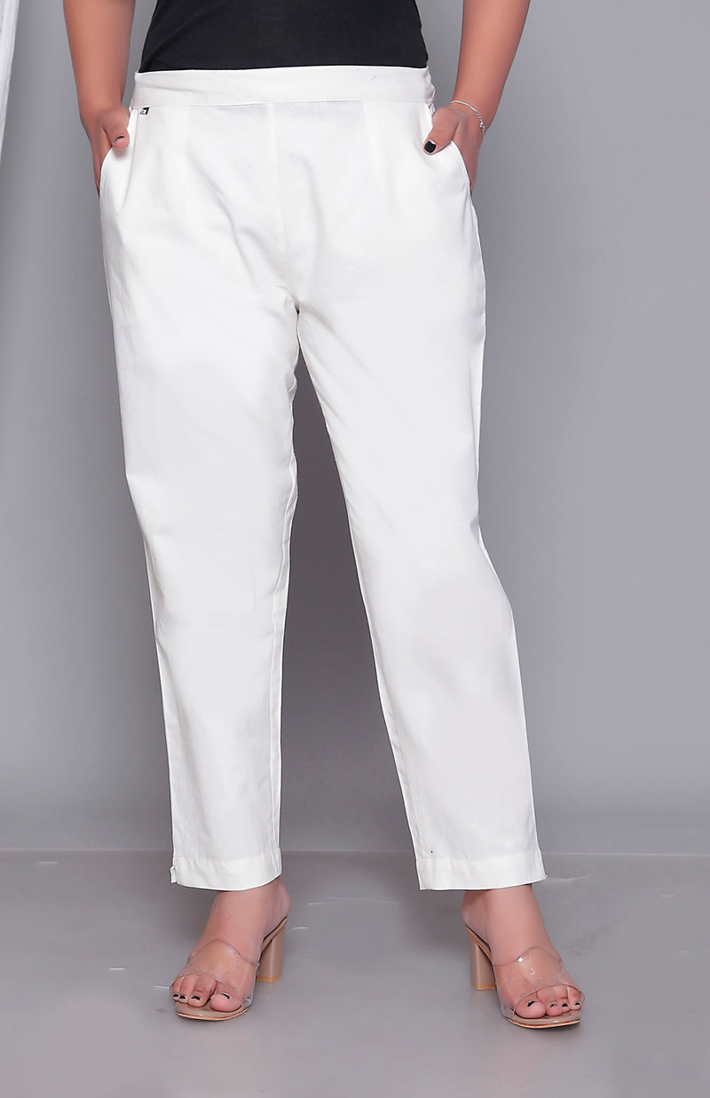 Miramaar Women's White Cotton Straight Pants