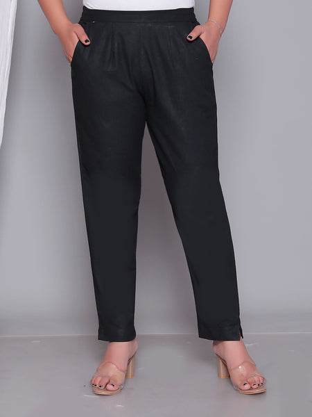 Miramaar Women's Black Cotton Straight Pants