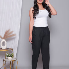 Miramaar Women's Black Cotton Straight Pants
