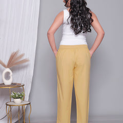 Miramaar Women's Beige Cotton Straight Pants